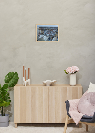 Eksempel på innrammet flyfoto i 30x40 cm format