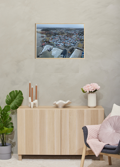 Eksempel på innrammet flyfoto i 50x70 cm format